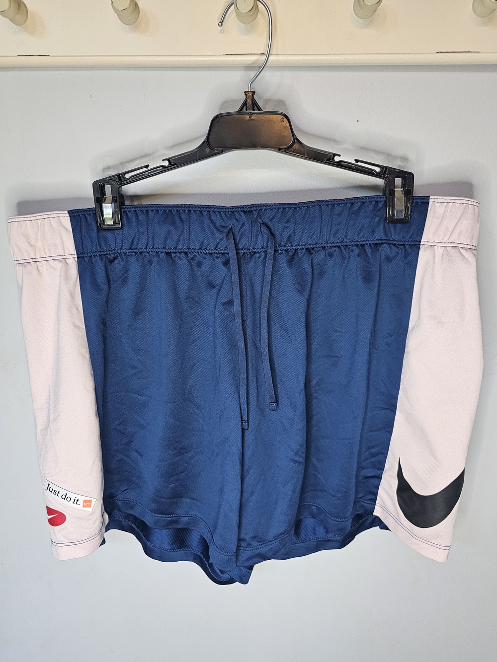 Nike Pro Dri-Fit Shorts Navy Pink Colorblock Just Do It Women's XL